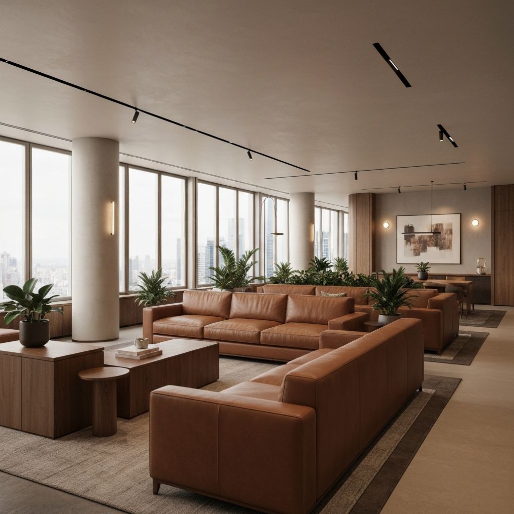 Modern co-working lounge with premium seating